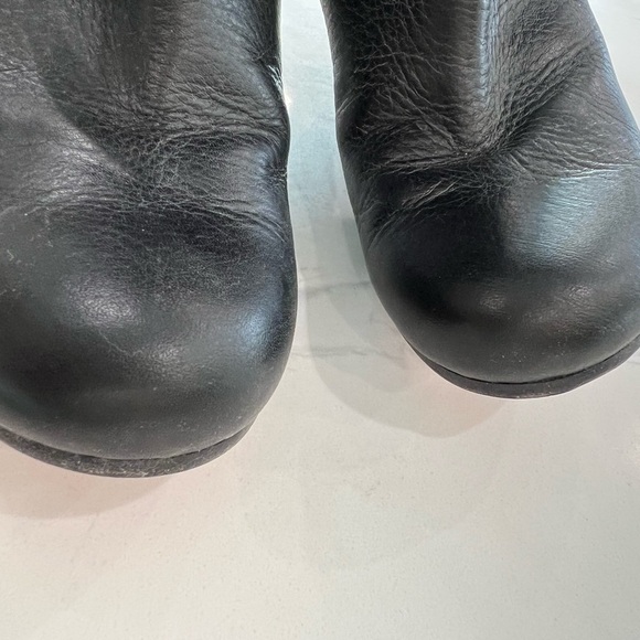 CHLOE mid calf black embossed leather round toe block heel moto boots size 37 - Picture 6 of 12